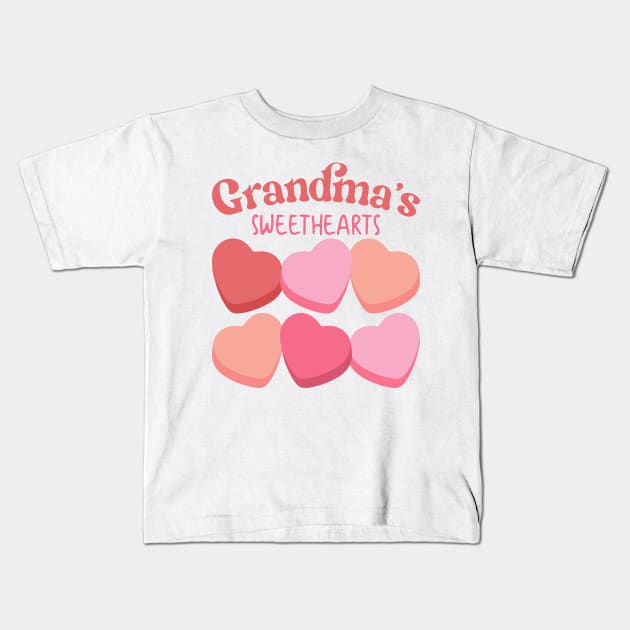Grandmas Sweethearts Valentines Day Kids T-Shirt by Hobbybox